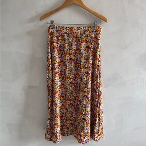 Amour Vert - Floral Print Midi Skirt - Size M